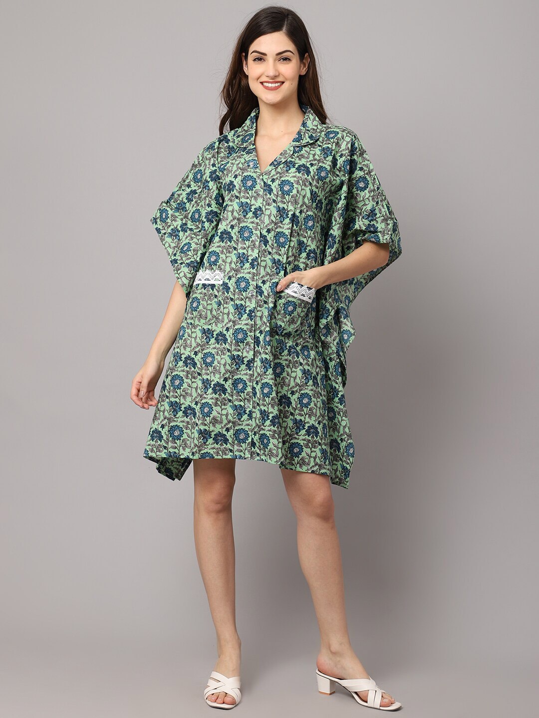 

Shararat Green Printed Nightdress
