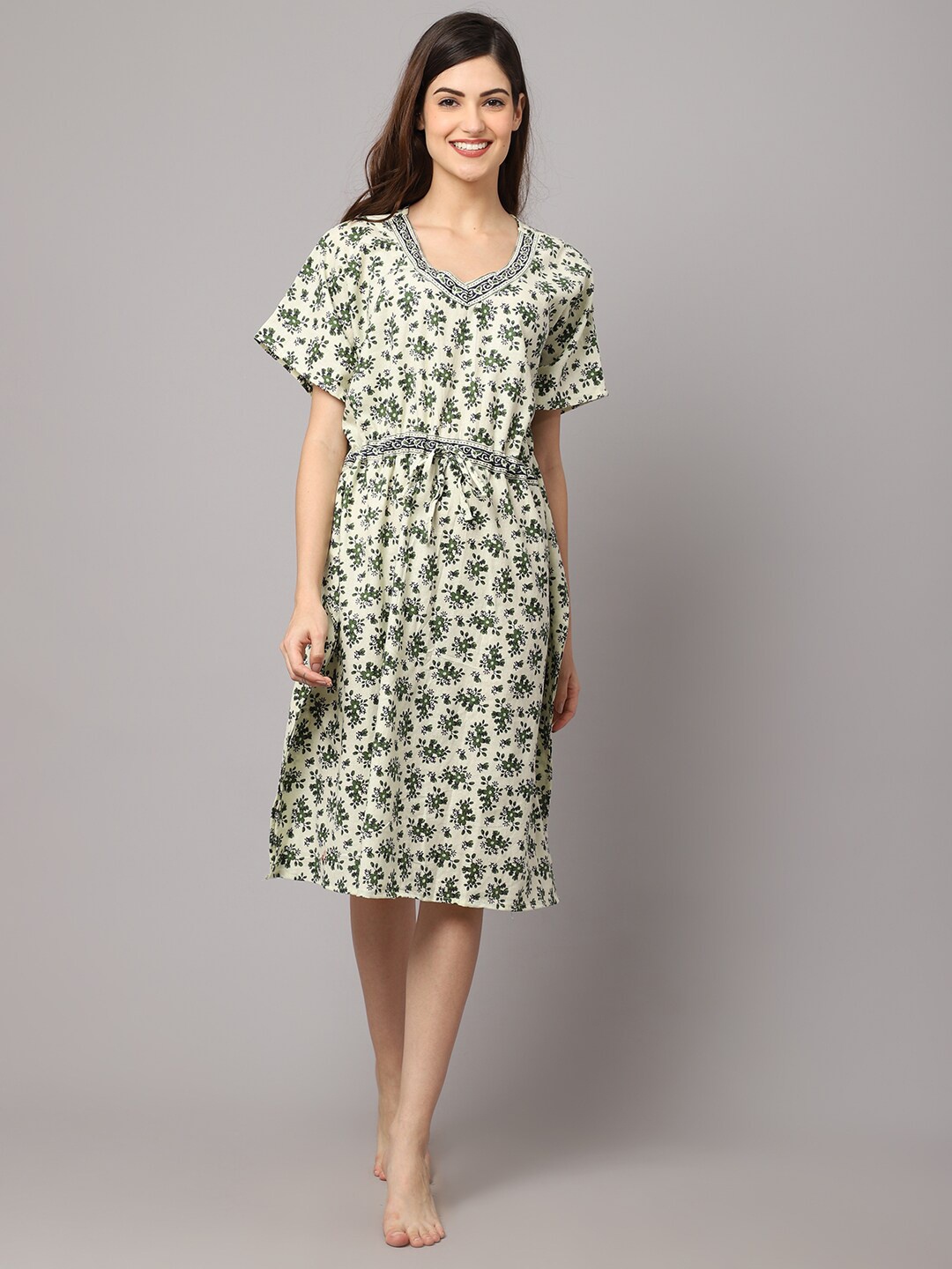 

Shararat Green Printed Nightdress