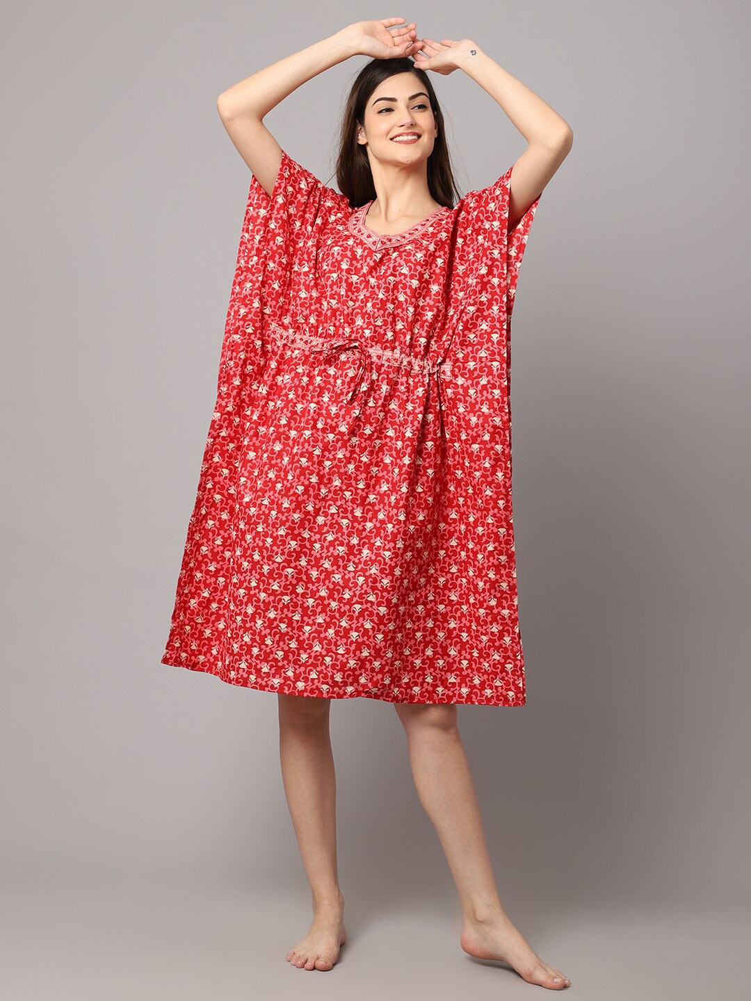 

Shararat women Red Printed Nightdress