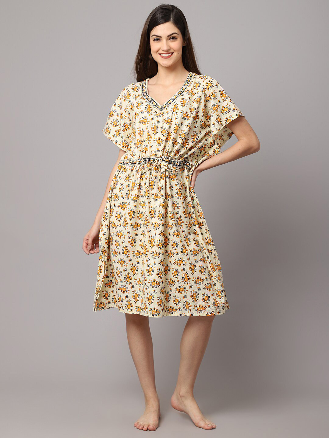 

Shararat women Yellow Printed Nightdress