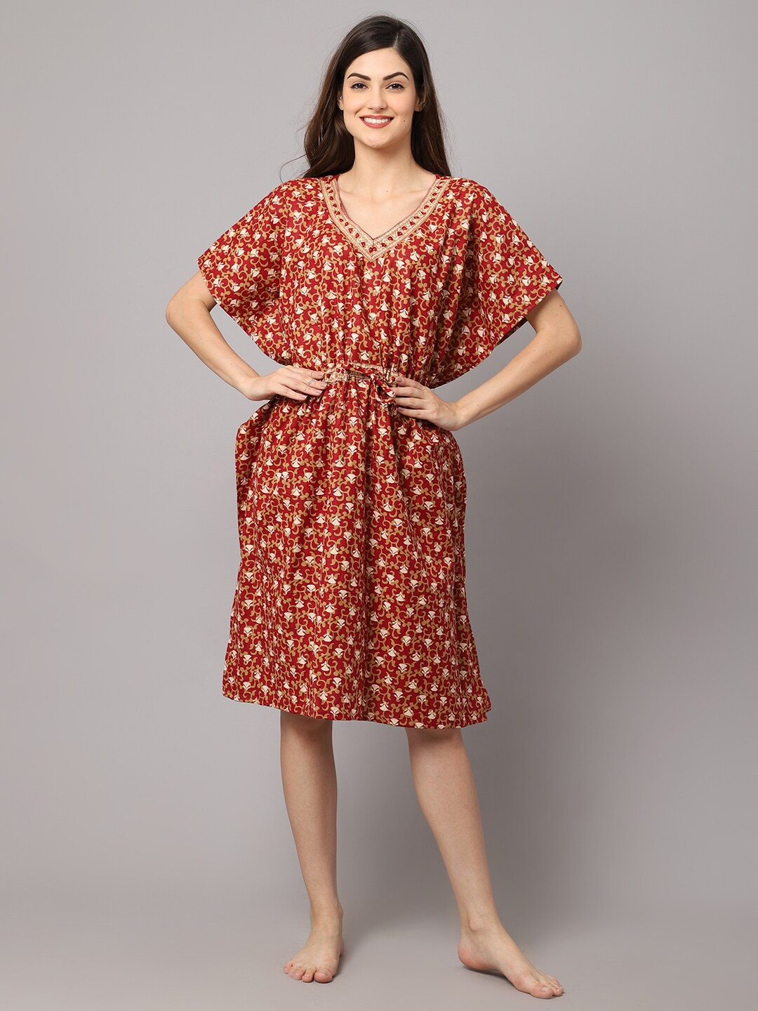 

Shararat Women Brown Printed Nightdress