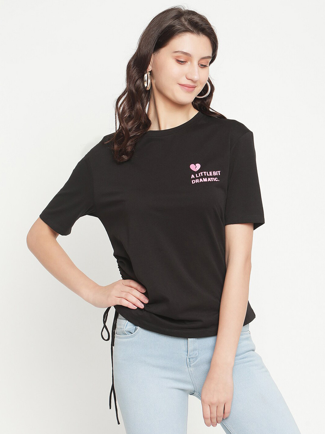 

Madame Women Black & Pink Print Top