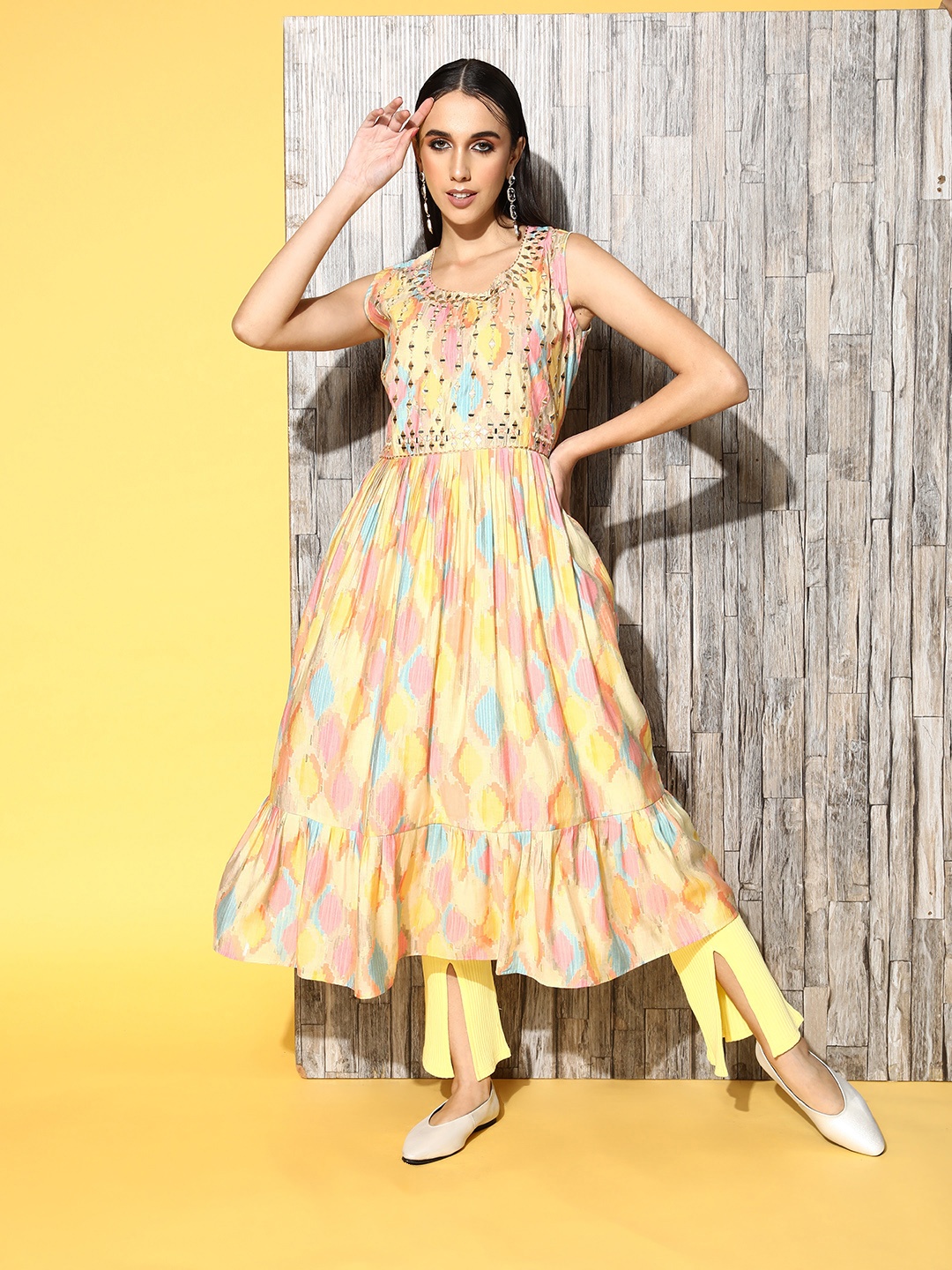 

ZOLA Women Bright Yellow Modal Craft Culture Kurta