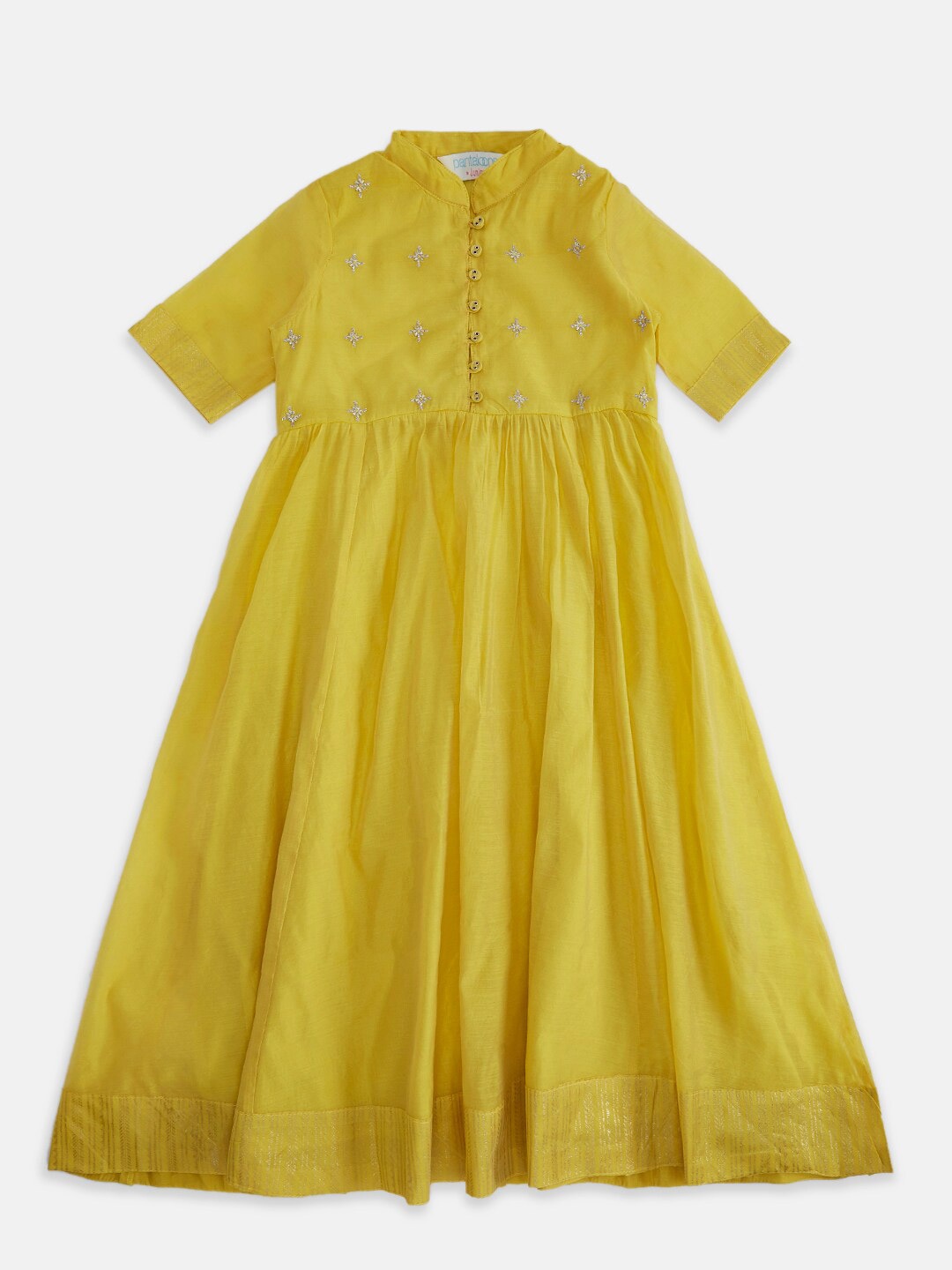 

AKKRITI BY PANTALOONS Girls Yellow Solid Maxi Dress