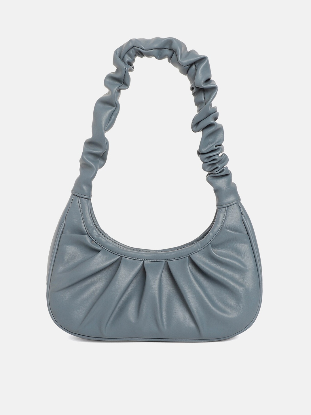

Miaz Lifestyle Grey Leather Half Moon Handheld Bag