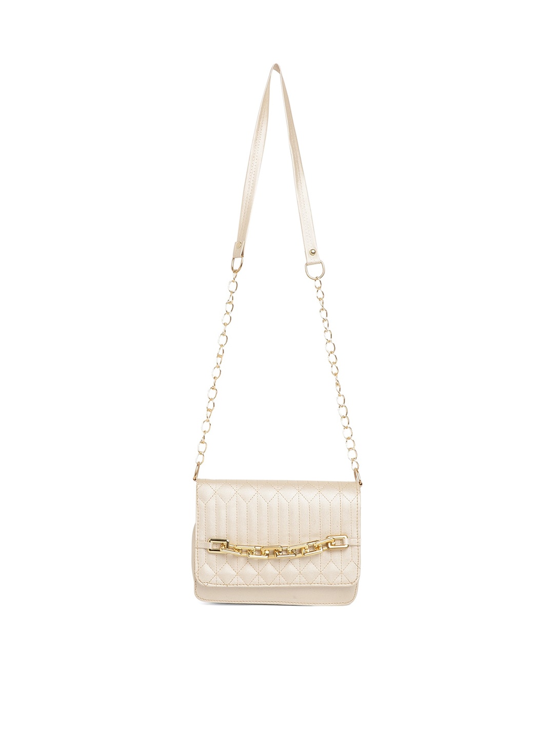

Miaz Lifestyle White Leather Structured Sling Bag