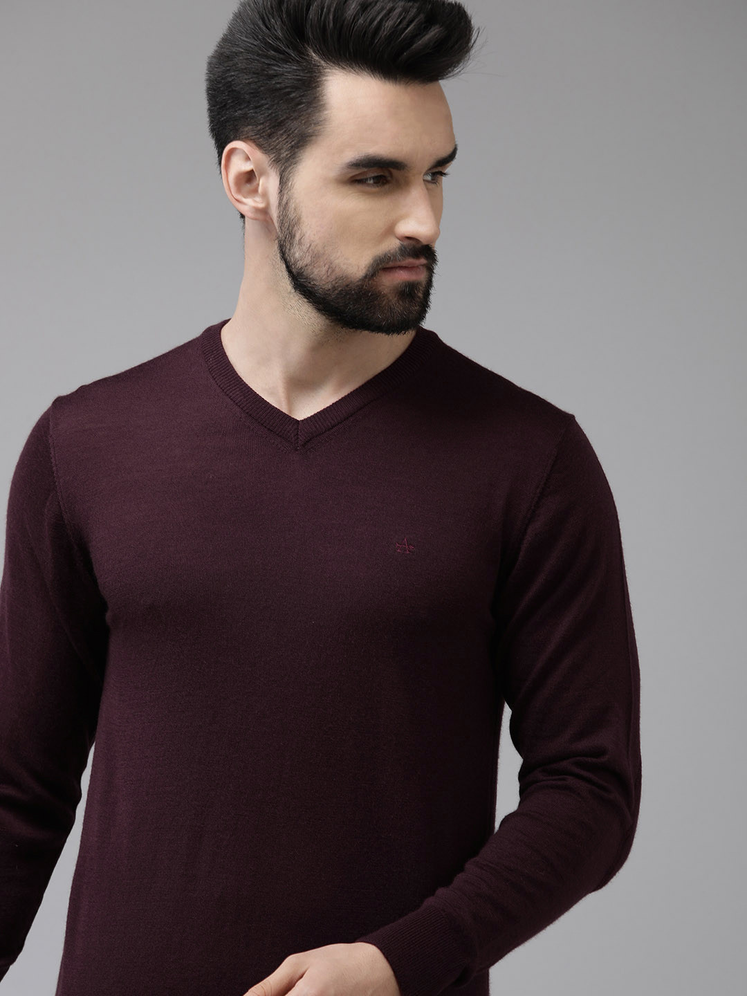 

Arrow Men Burgundy Solid Pullover