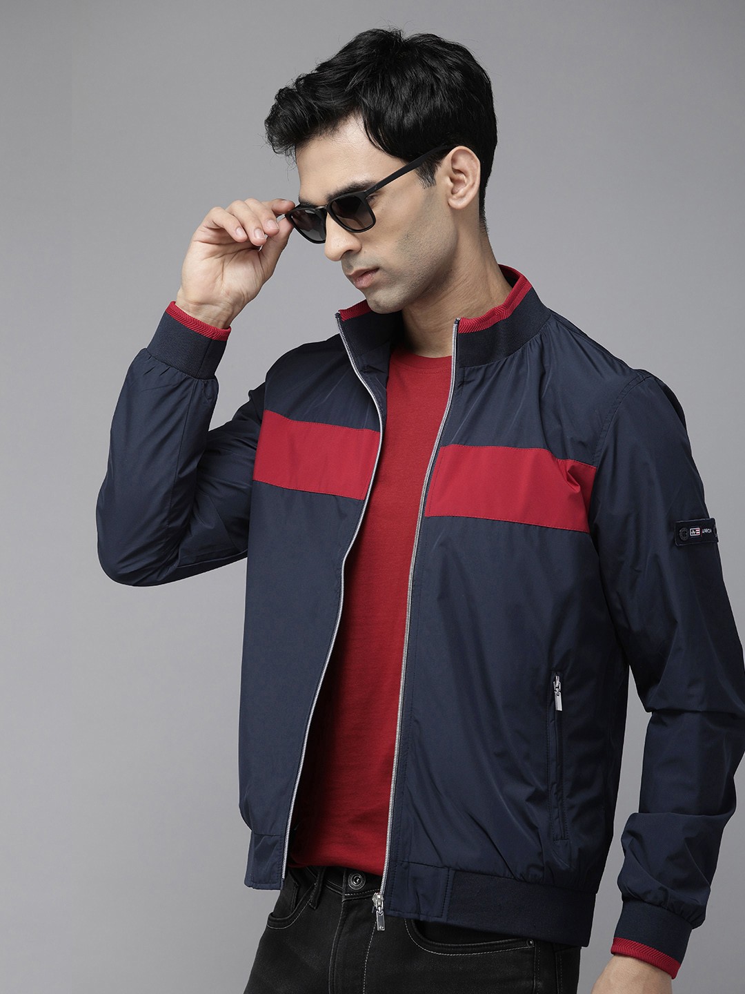 

Arrow Colourblocked Windcheater Sporty Jacket, Navy blue