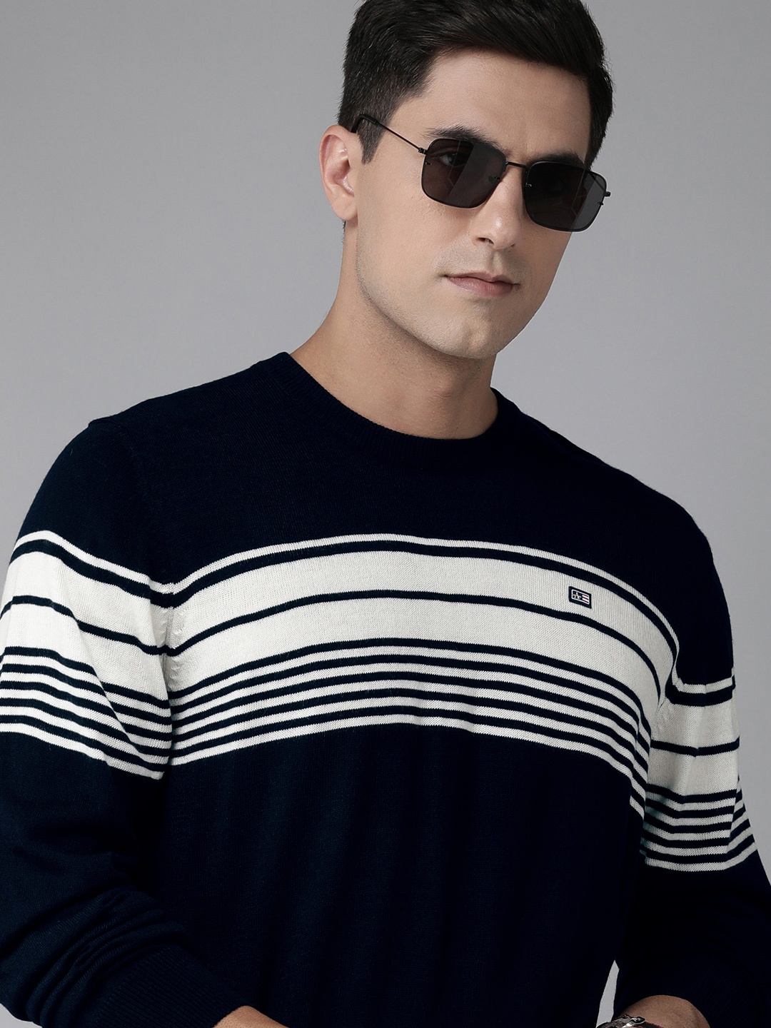 

Arrow Men Striped Pullover, Black