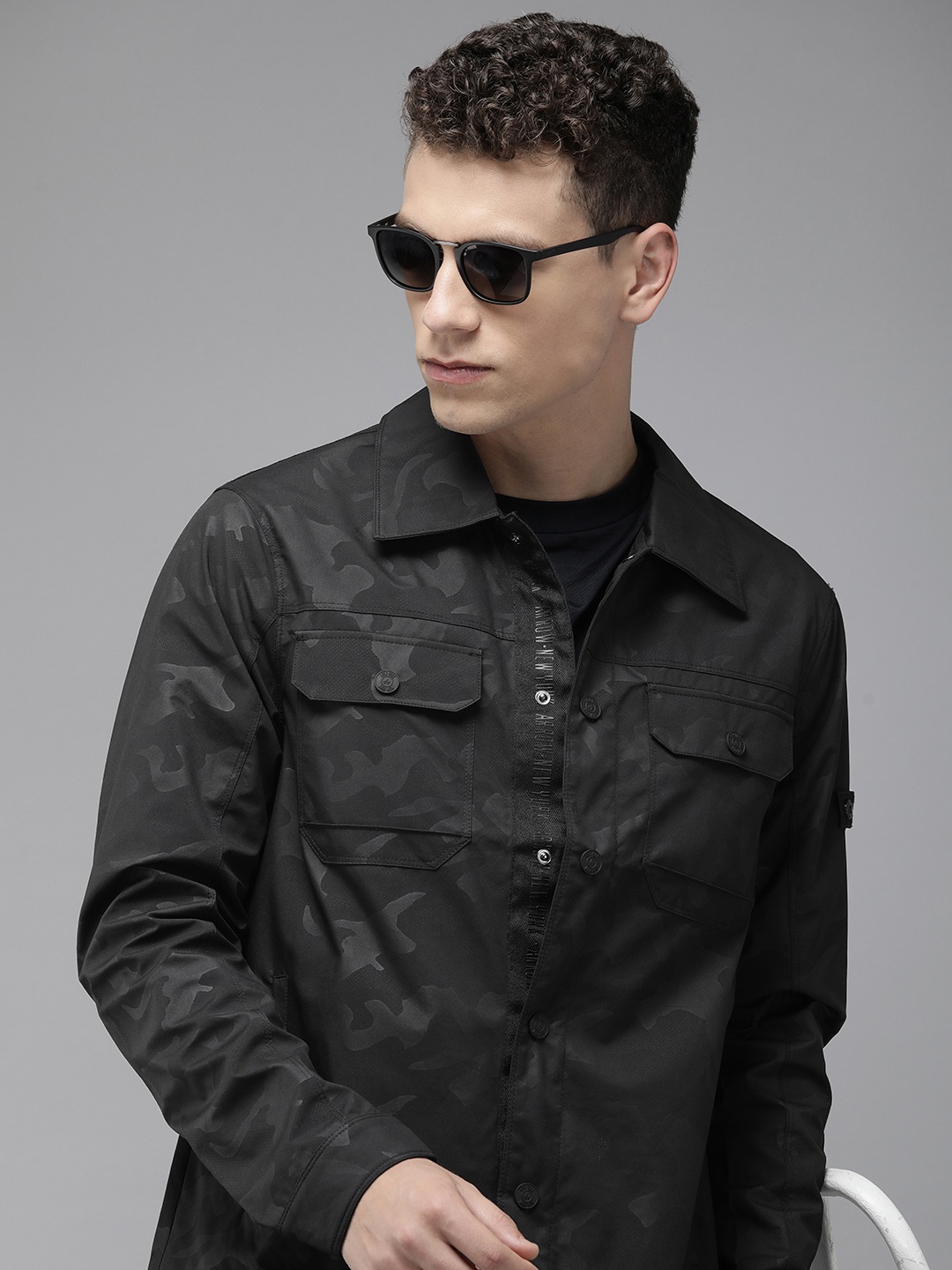 

Arrow Camouflage Printed Lightweight Tailored Jacket, Black