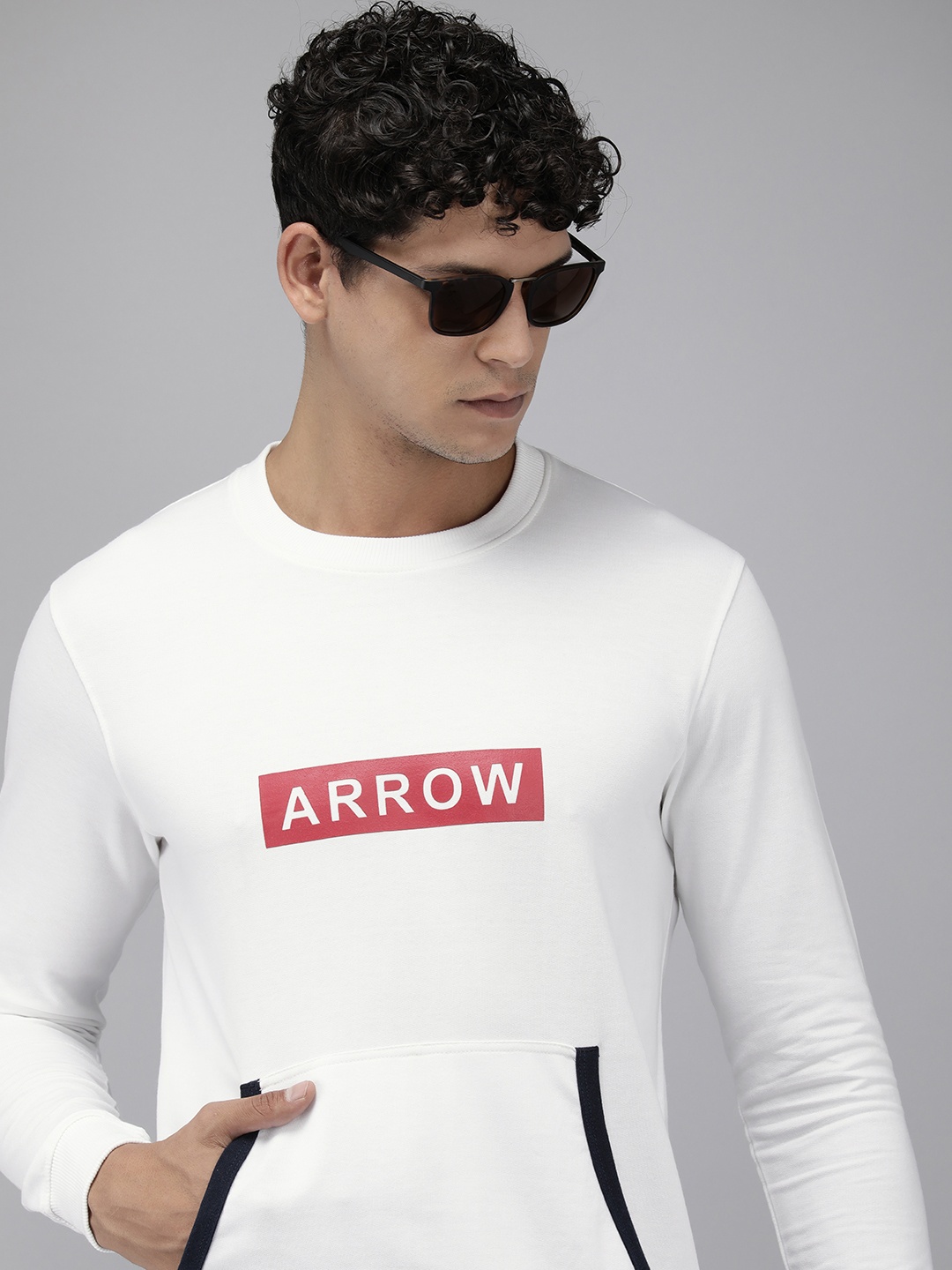 

Arrow Round Neck Brand Logo Printed Sweatshirt, White