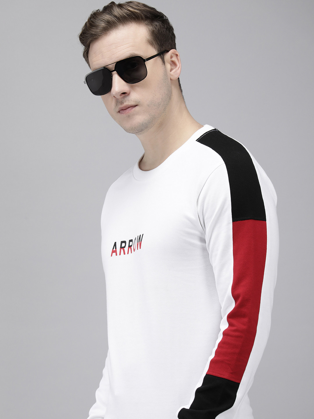 

Arrow Printed Round Neck Long Sleeves Sweatshirt, White