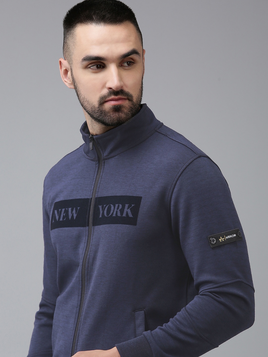 Arrow Brand Logo Printed Long Sleeves Sweatshirt, Blue
