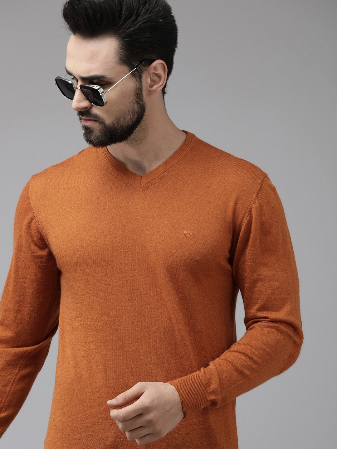 

Arrow Men Orange Solid Pullover