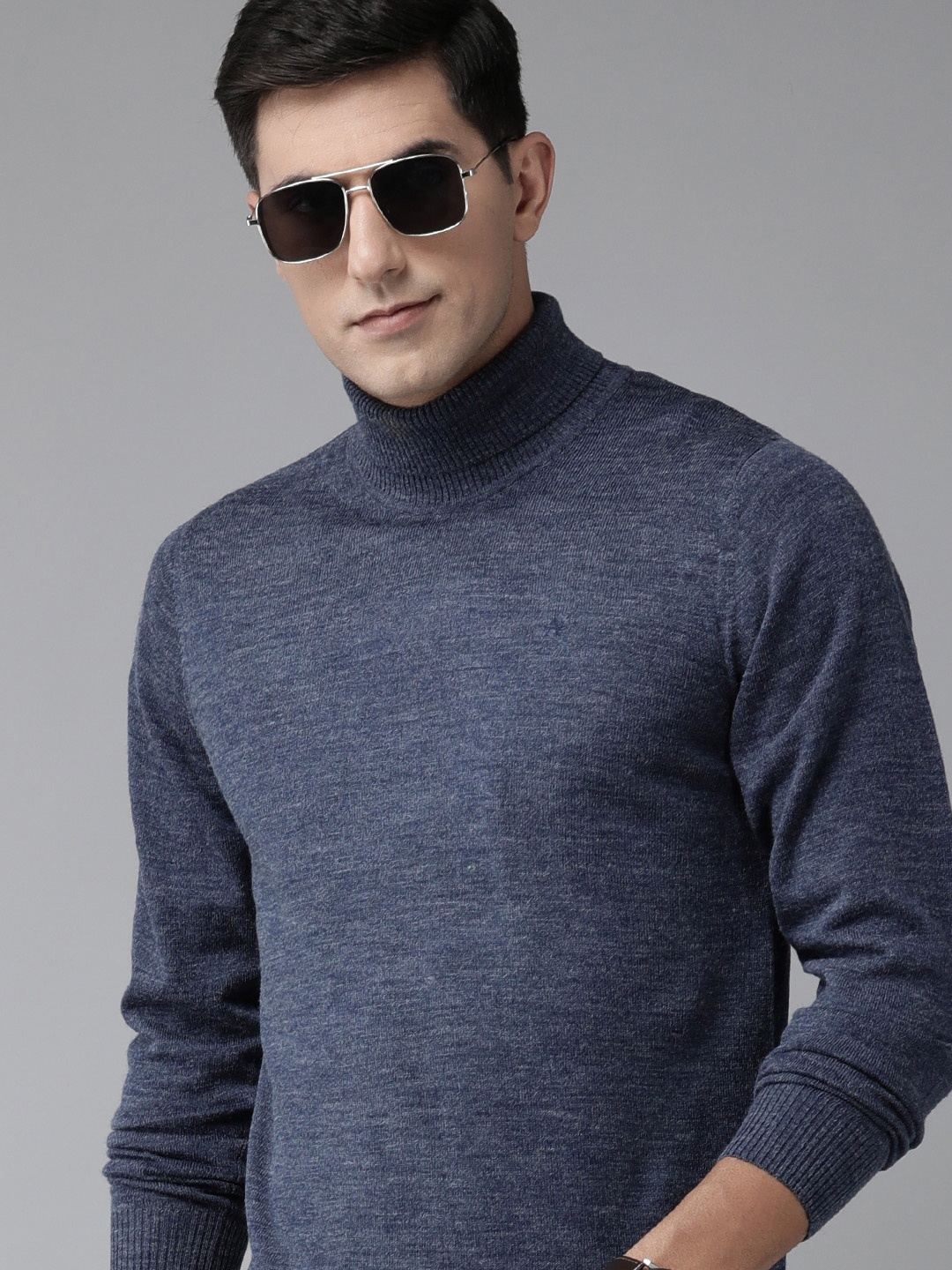 

Arrow Men Solid Turtle Neck Pullover, Blue