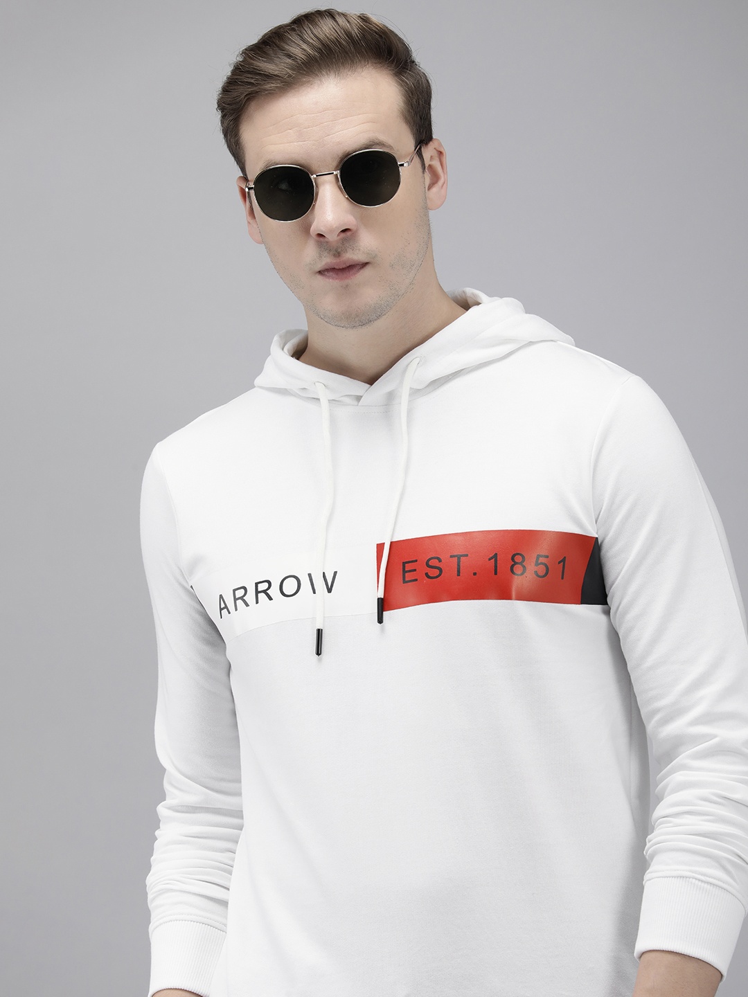 

Arrow Long Sleeves Printed Hooded Sweatshirt, White