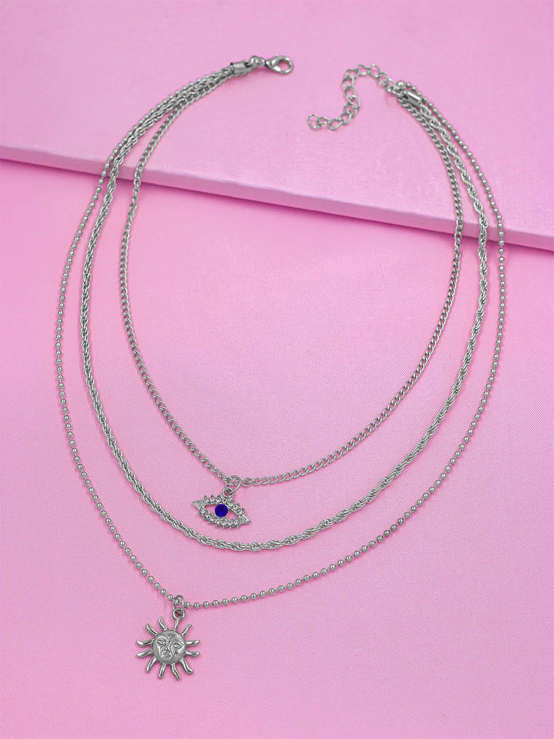 

Bellofox Silver-Toned & Blue Silver-Plated Necklace
