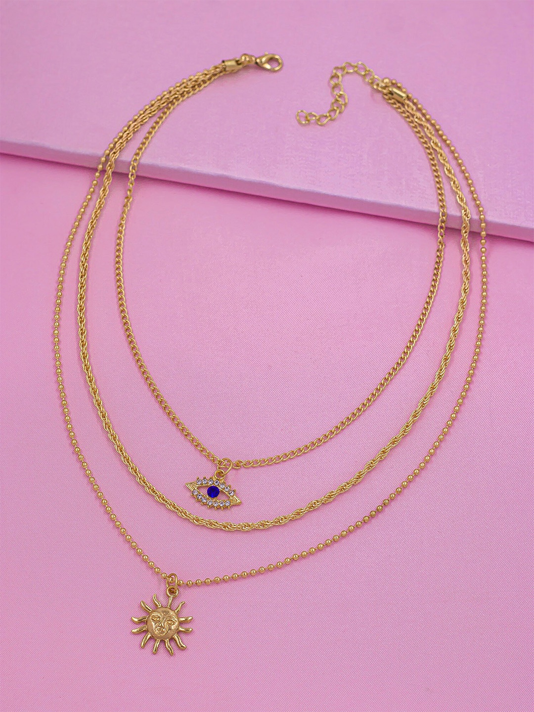 

Bellofox Gold-Toned & Blue Gold-Plated Layered Necklace