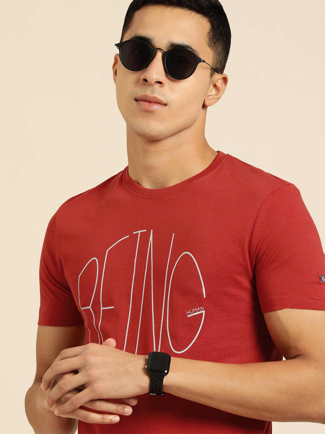 

Being Human Men Red Typography Printed Pure Cotton T-shirt