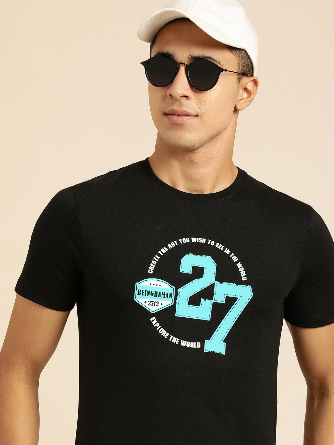 

Being Human Men Black Typography Printed Pure Cotton T-shirt