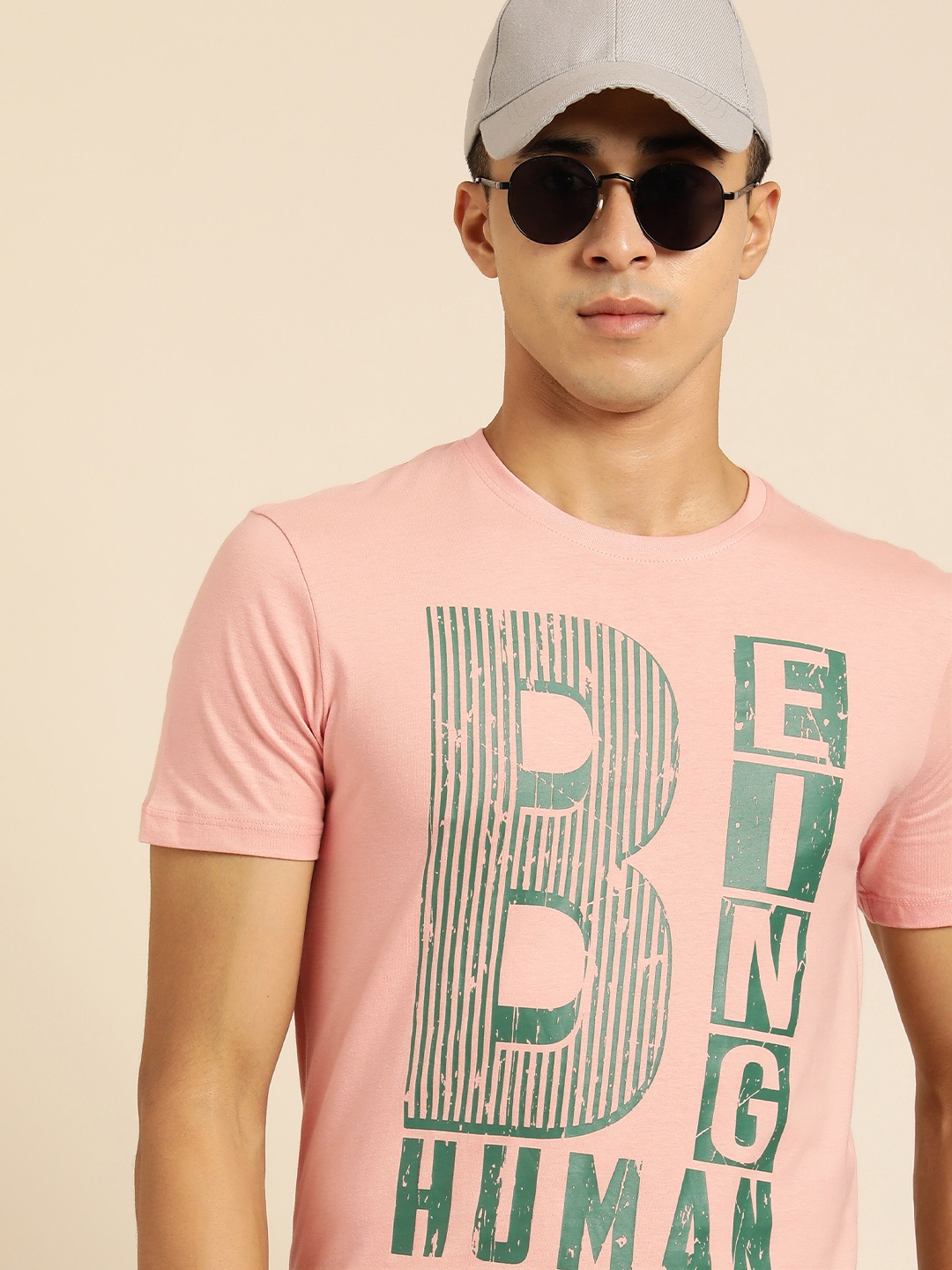 

Being Human Men Pink & Green Typography Printed Pure Cotton T-shirt