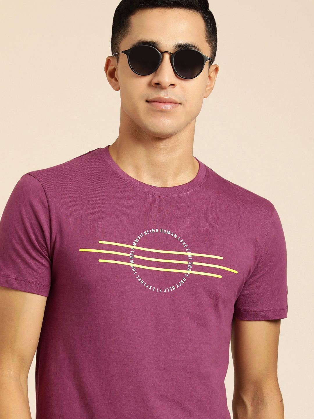 

Being Human Men Purple Typography Printed Pure Cotton T-shirt