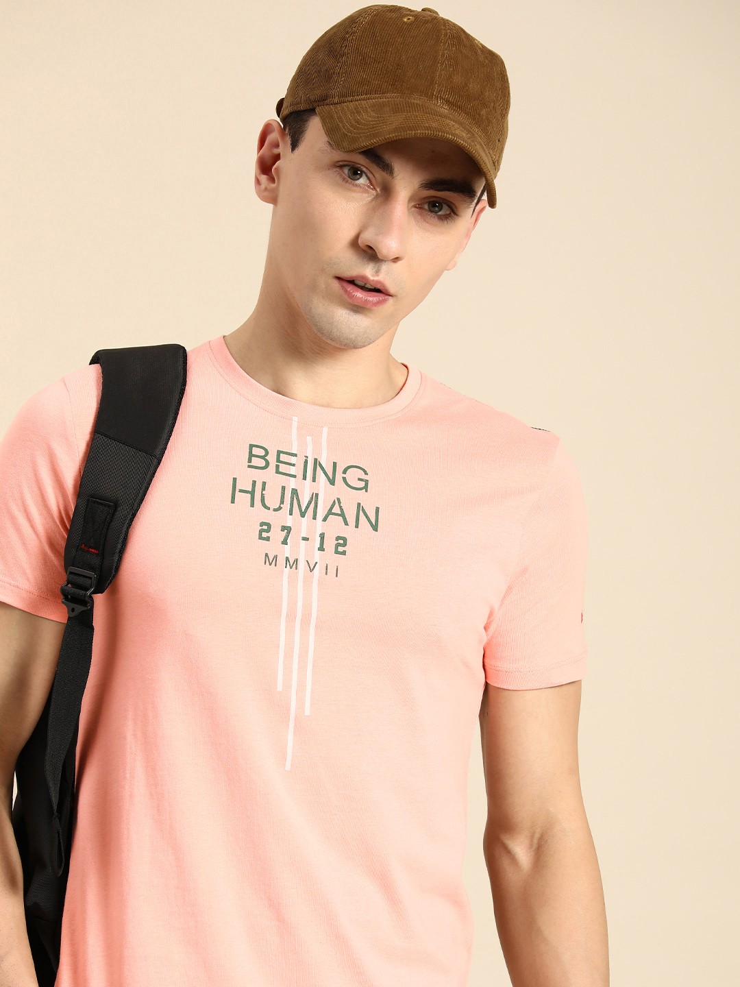 

Being Human Men Typography Printed Pure Cotton T-shirt, Pink