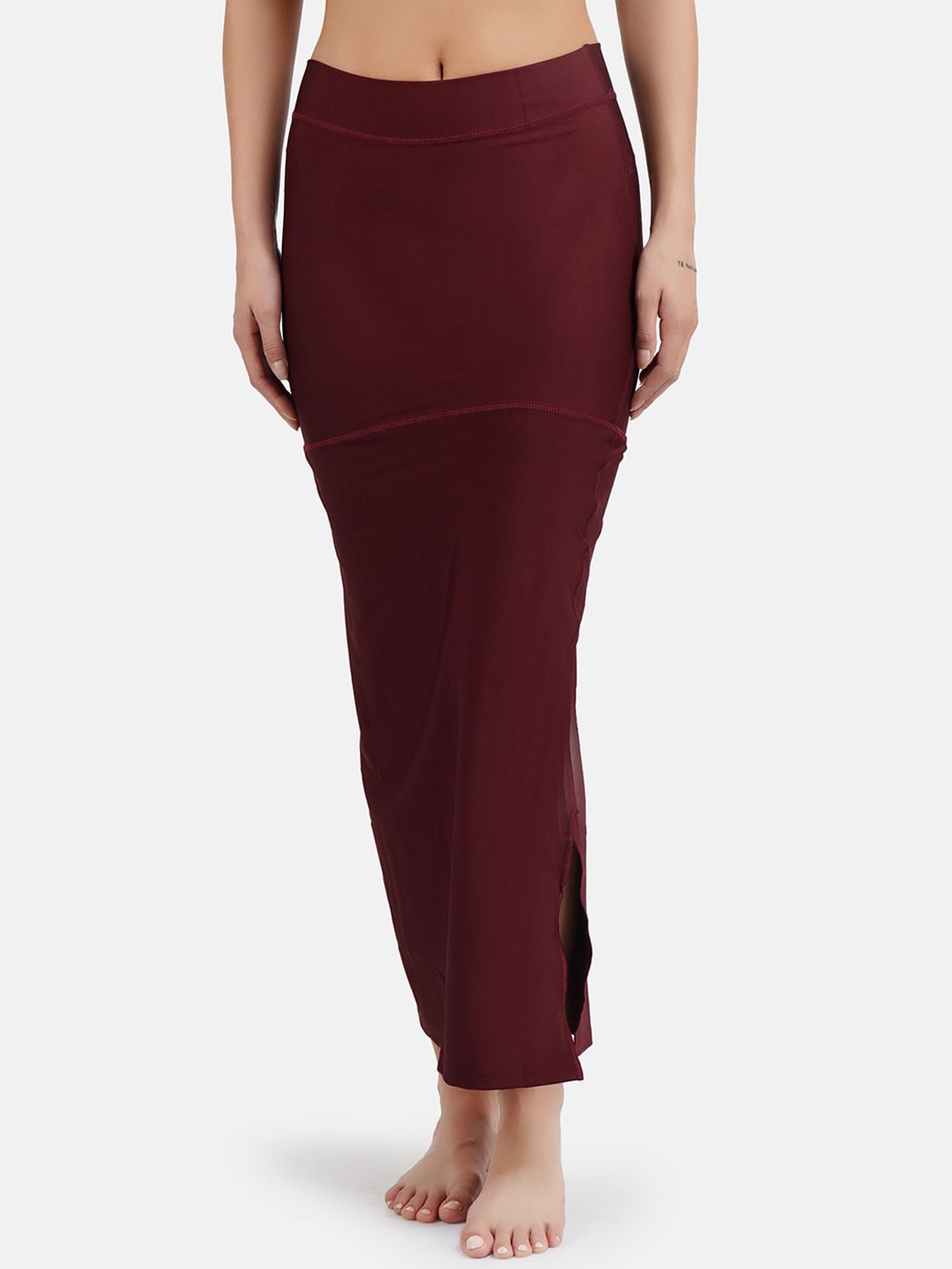 

SECRETS BY ZEROKAATA Solid Seamless Saree Shapewear, Burgundy