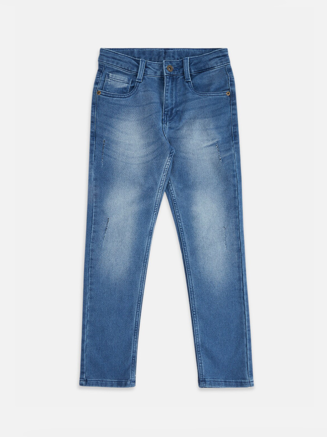 

Pantaloons Junior Boys Blue Tapered Fit Heavy Fade Jeans