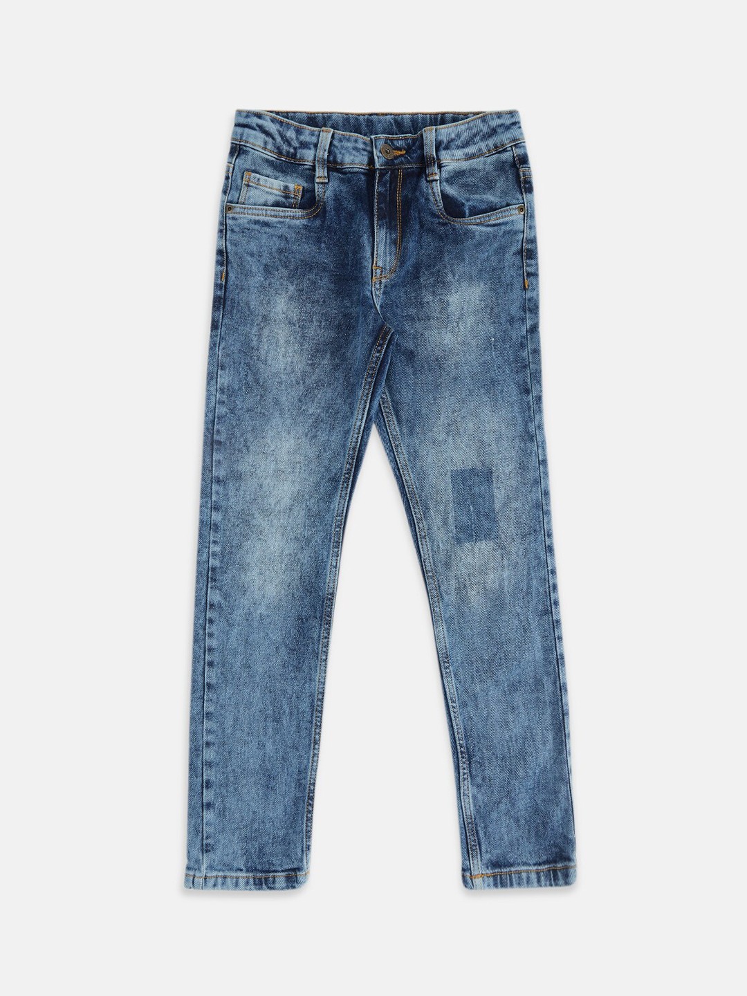 

Pantaloons Junior Boys Blue Tapered Fit Low Distress Heavy Fade Jeans