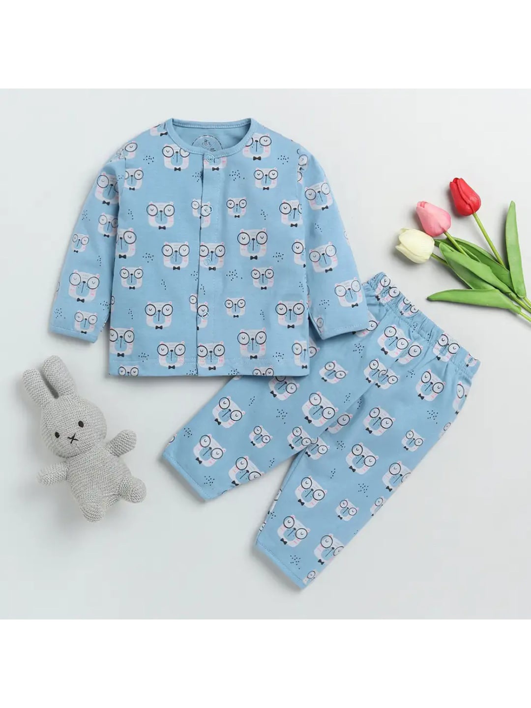 

Clt s Unisex Kids Blue Printed Night suit