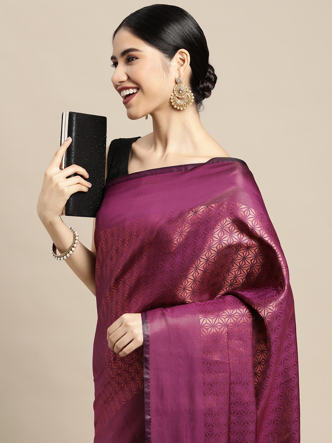 

Mitera Purple & Copper Zari Kanjeevaram Saree