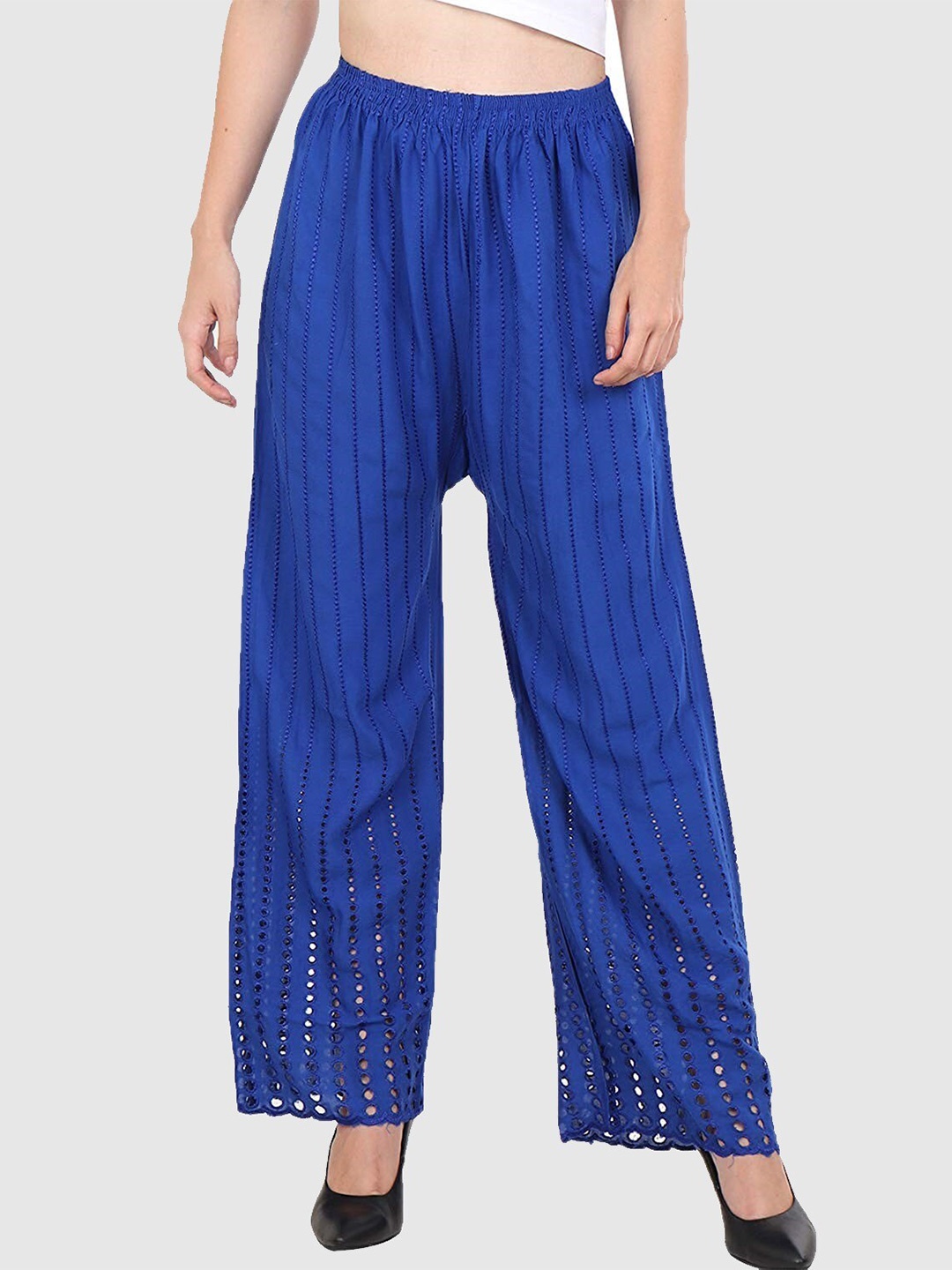 

Trendzmy Women Blue Flared Palazzos