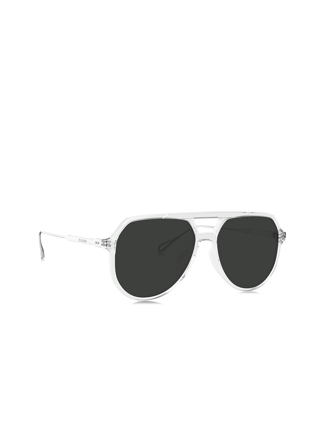 

BOLON EYEWEAR Men Black Lens & Silver-Toned Aviator Sunglasses with Polarised Lens, Grey