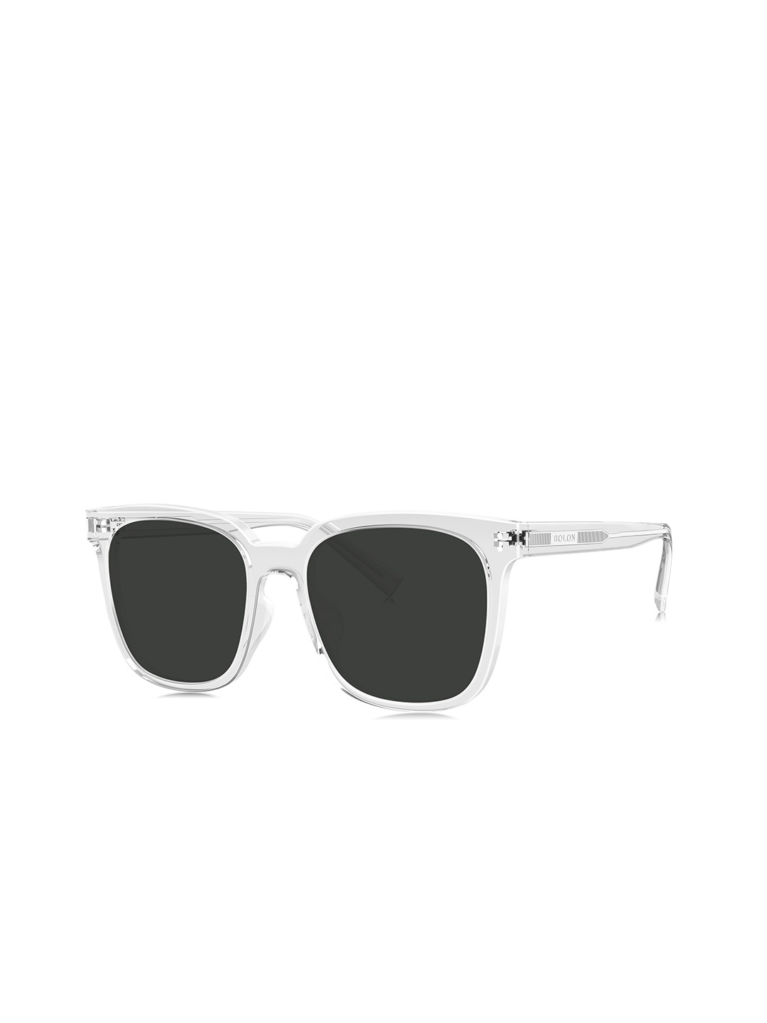 

BOLON EYEWEAR Men Black & White Square Sunglasses With Polarised Lens