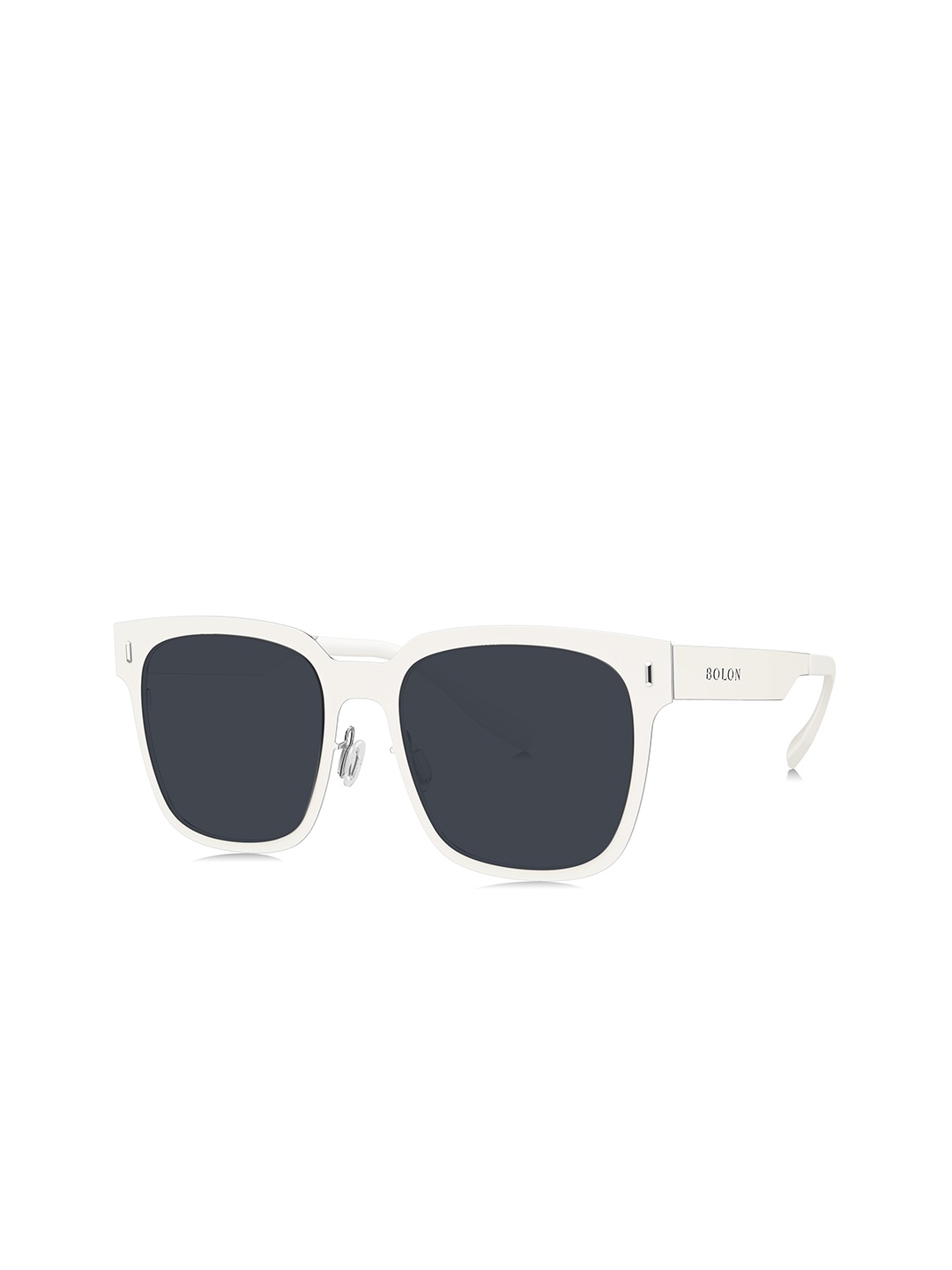 

BOLON EYEWEAR Men Black Lens & Silver-Toned Square Sunglasses with Polarised Lens, Grey