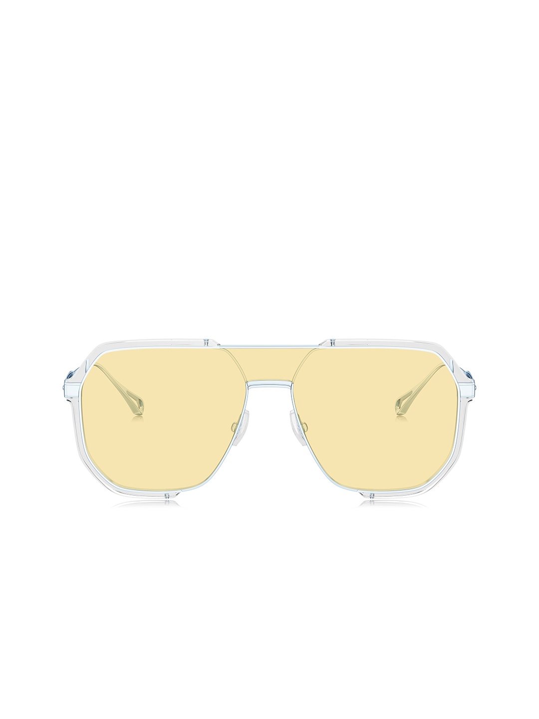 

BOLON EYEWEAR Men Yellow Lens & Silver-Toned Aviator Sunglasses with UV Protected Lens