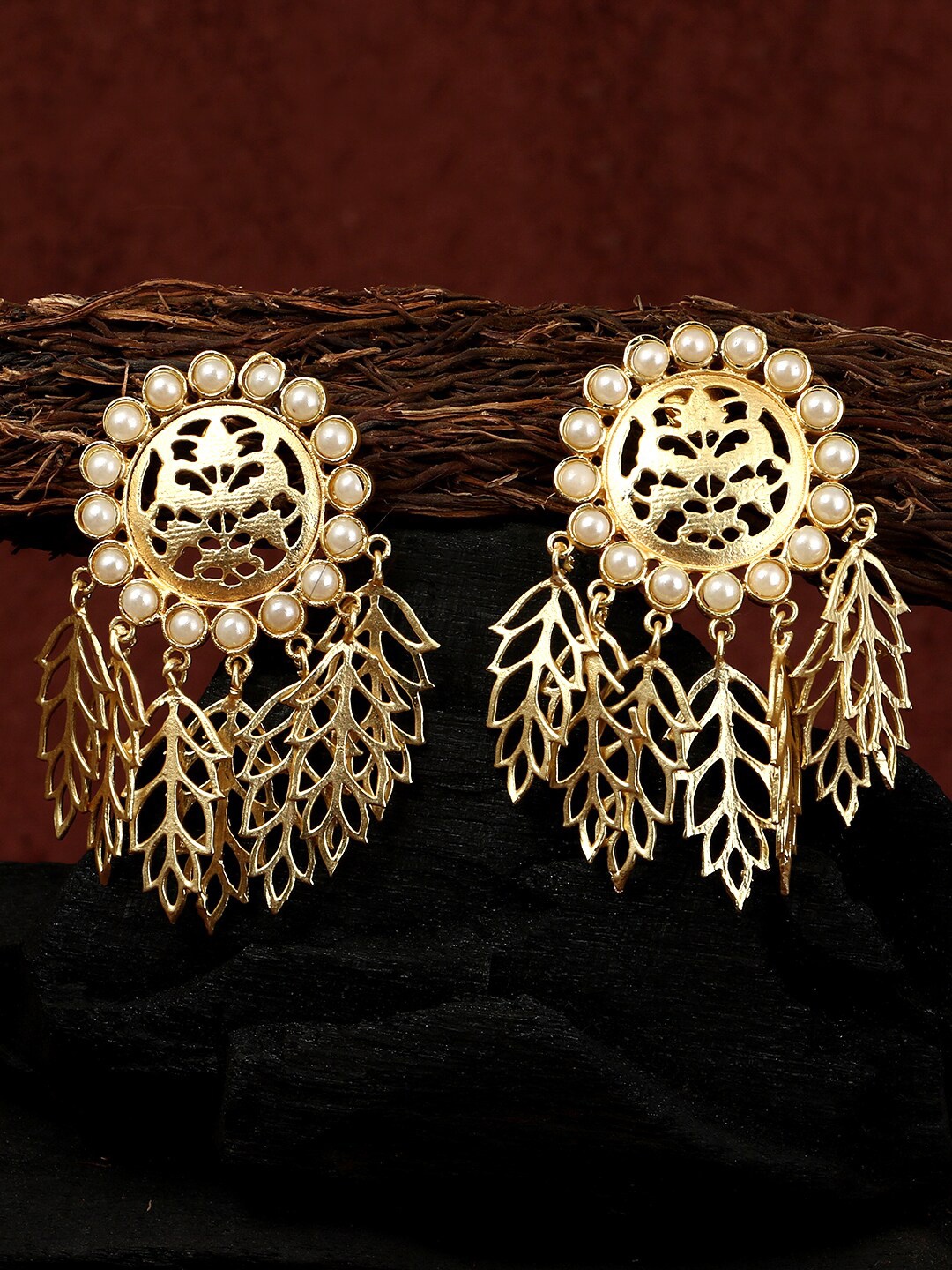 

Adwitiya Collection Gold-Toned Classic Drop Earrings
