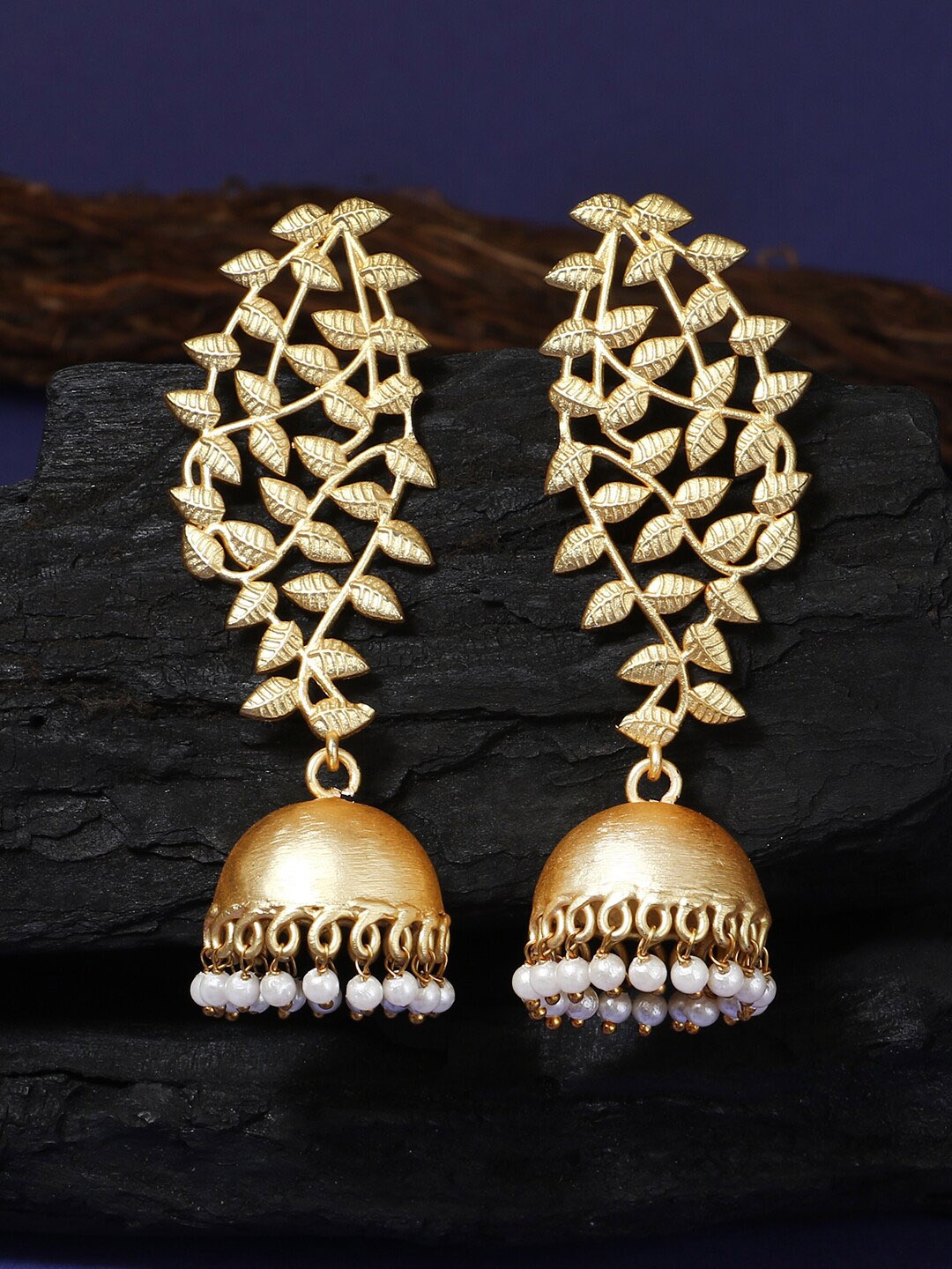 

Adwitiya Collection Gold-Toned Dome Shaped Jhumkas Earrings