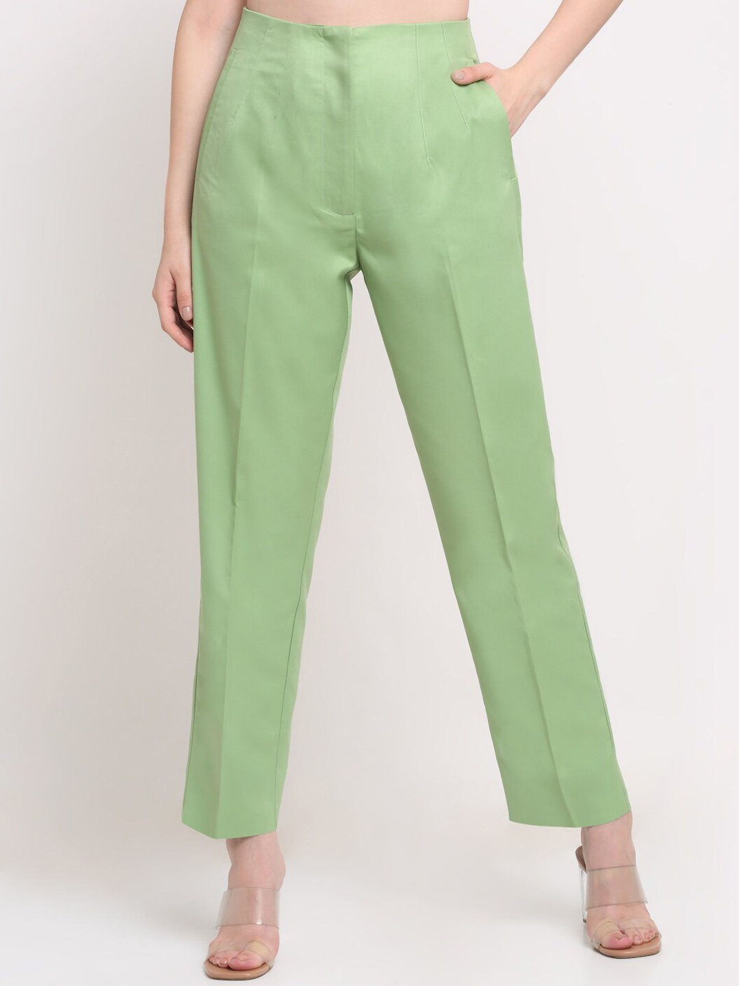 

Ennoble Women Green Smart High-Rise Easy Wash Trousers