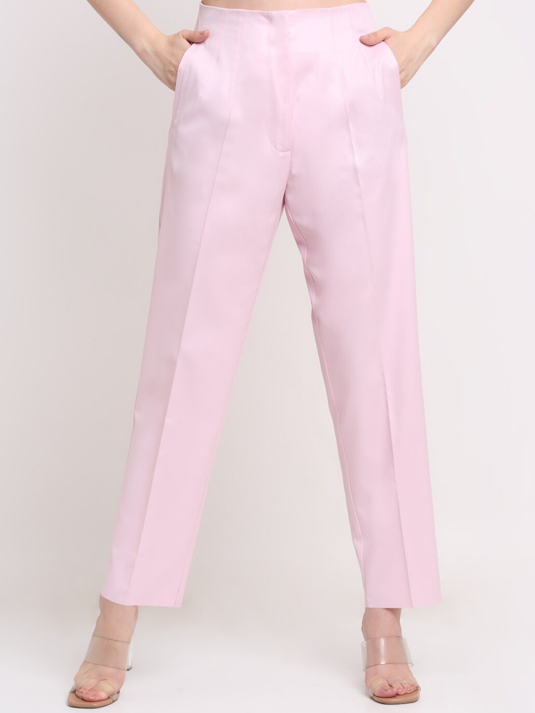 

Ennoble Women Pink Smart High-Rise Easy Wash Trousers