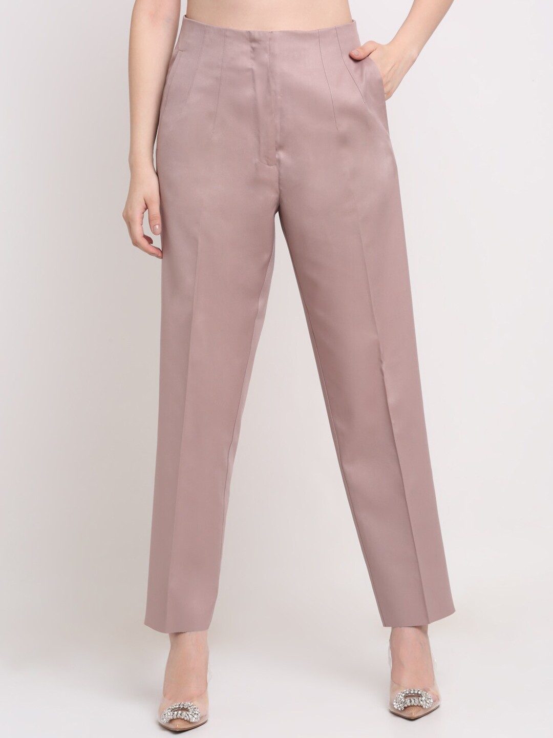 

Ennoble Women Mauve Smart High-Rise Easy Wash Trousers