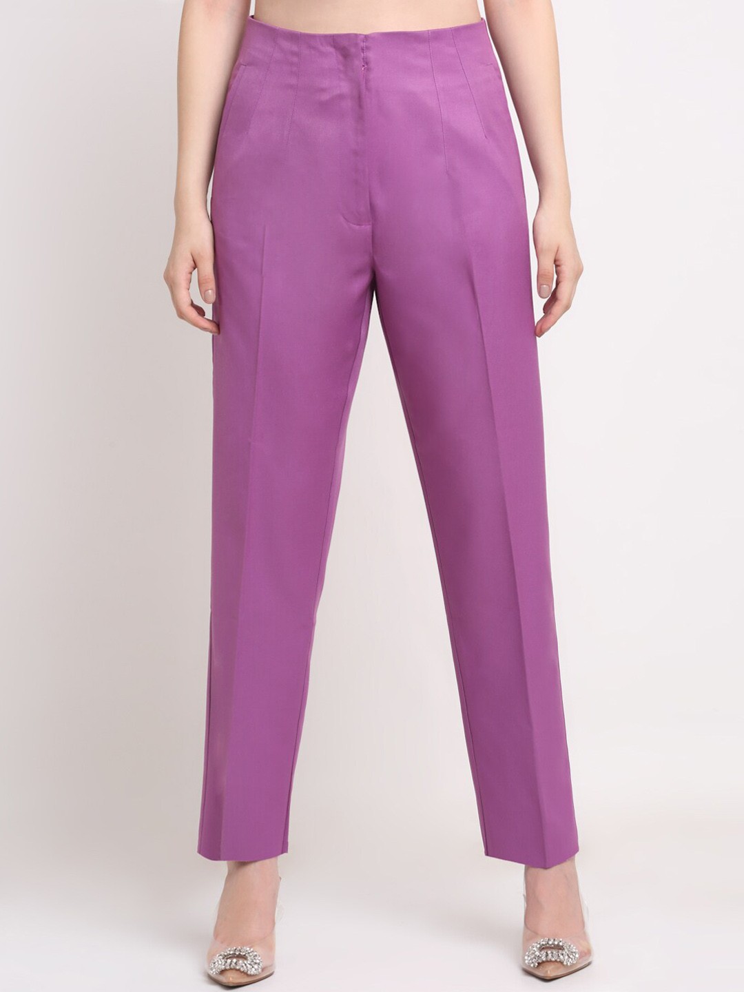 

Ennoble Women Purple Smart High-Rise Easy Wash Trousers