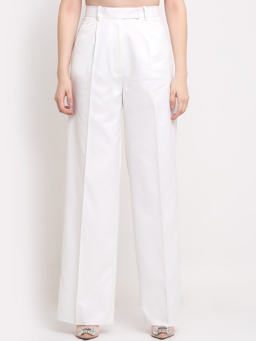 

Ennoble Women White Smart High-Rise Easy Wash Trousers