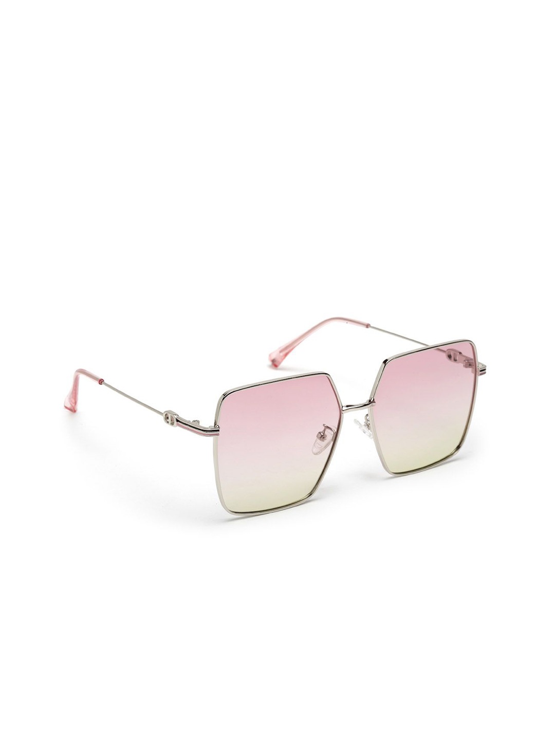 

YourSpex Unisex Pink Lens & Steel-Toned Square Sunglasses with UV Protected Lens