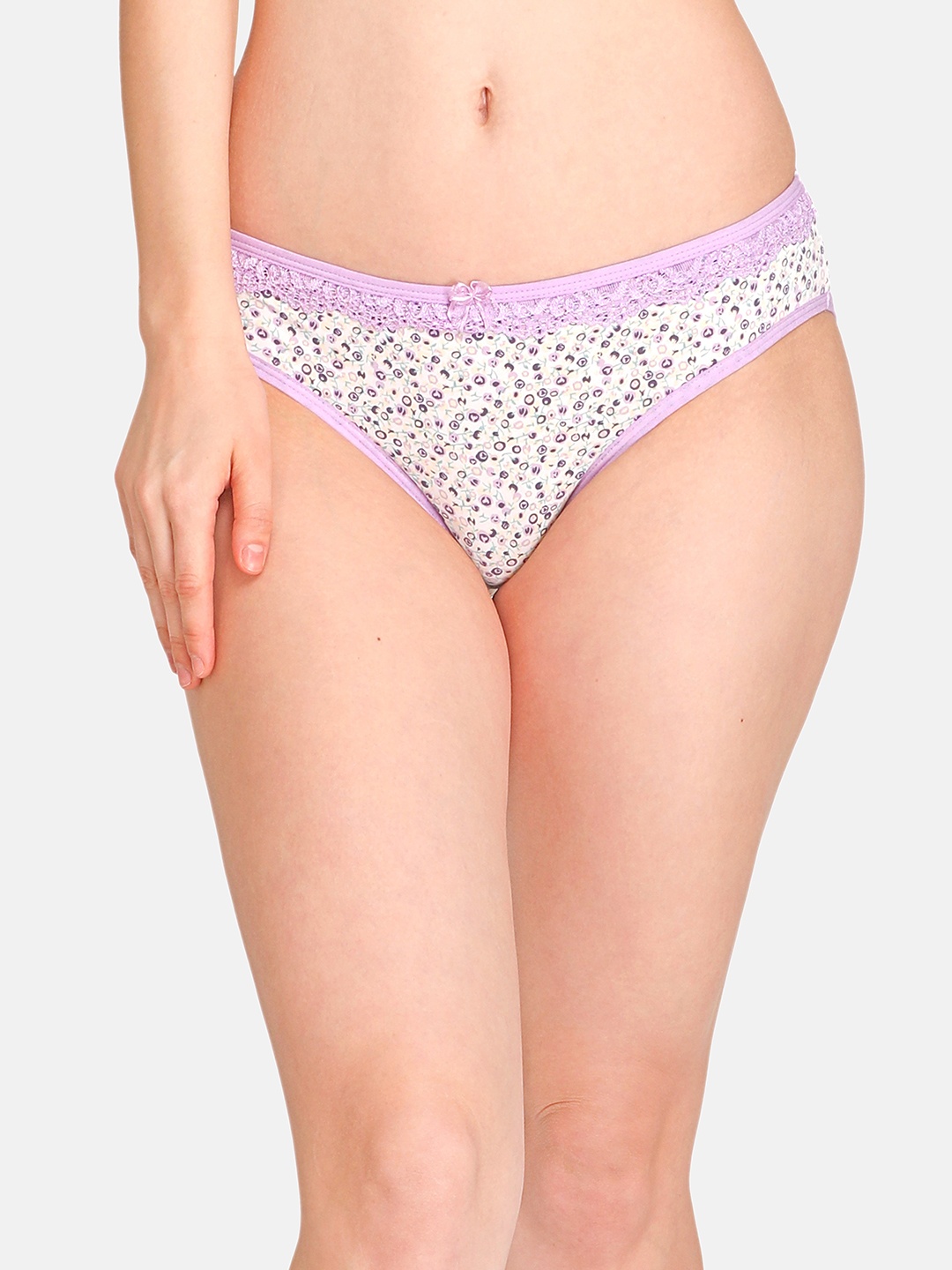LOTUSLEAF Women Lavender Colored Printed Bikini Briefs