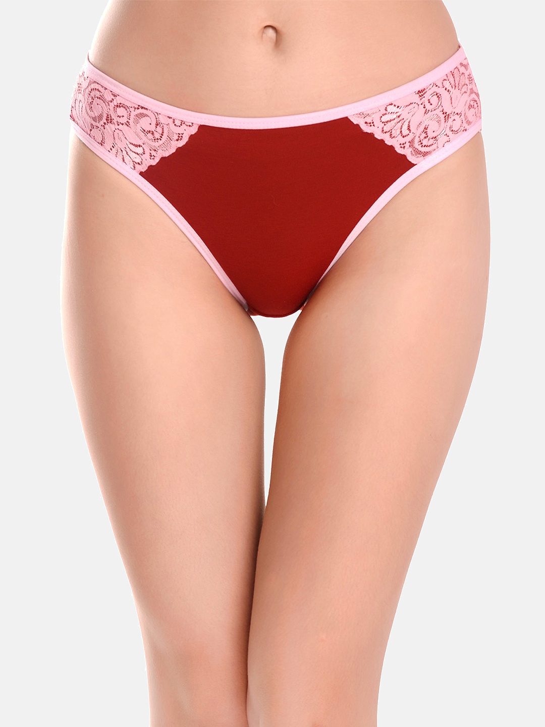 

LOTUSLEAF Women Red Self Design Cotton Bikini Briefs