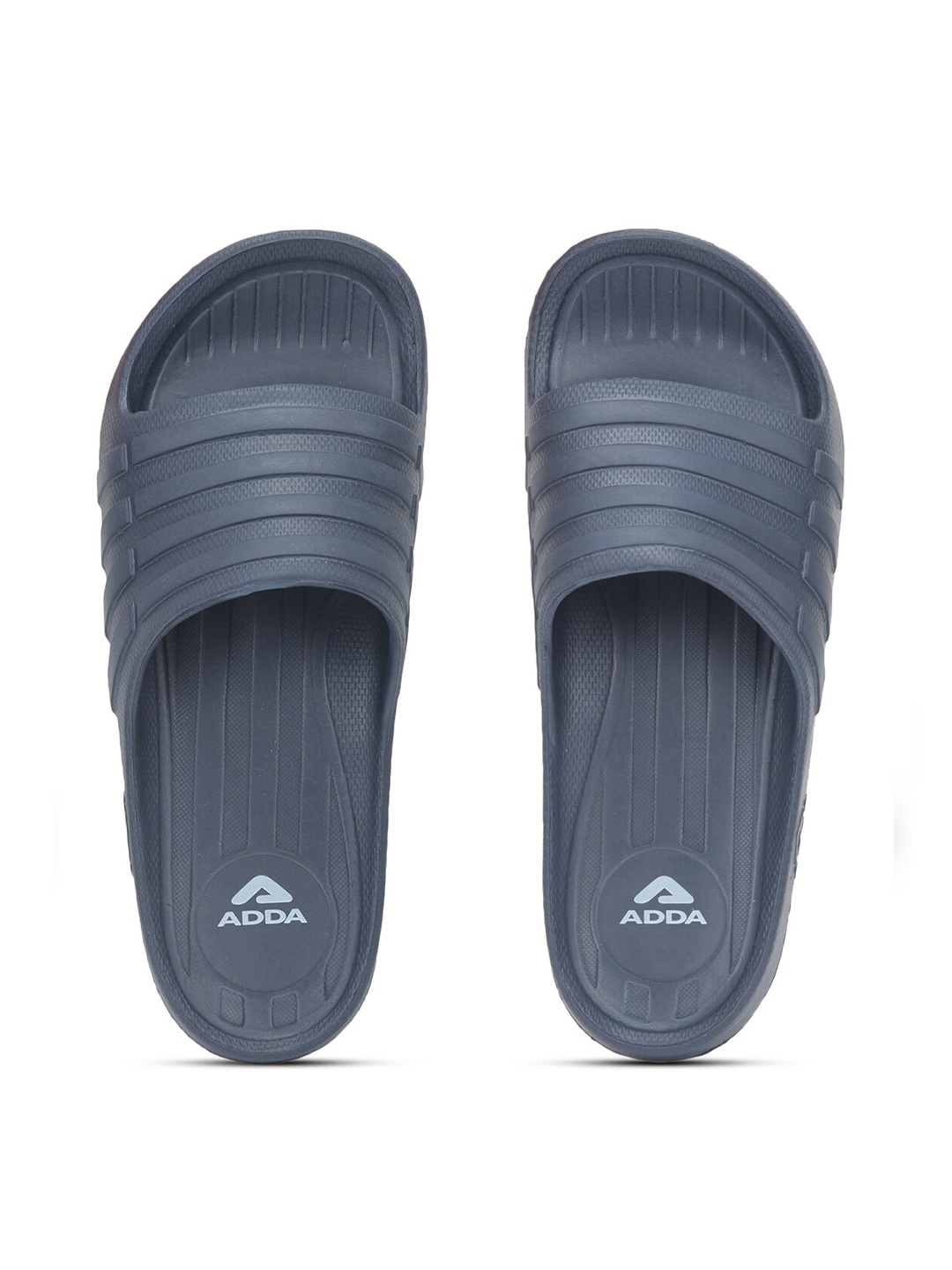 

Adda Men Navy Blue Striped Rubber Sliders