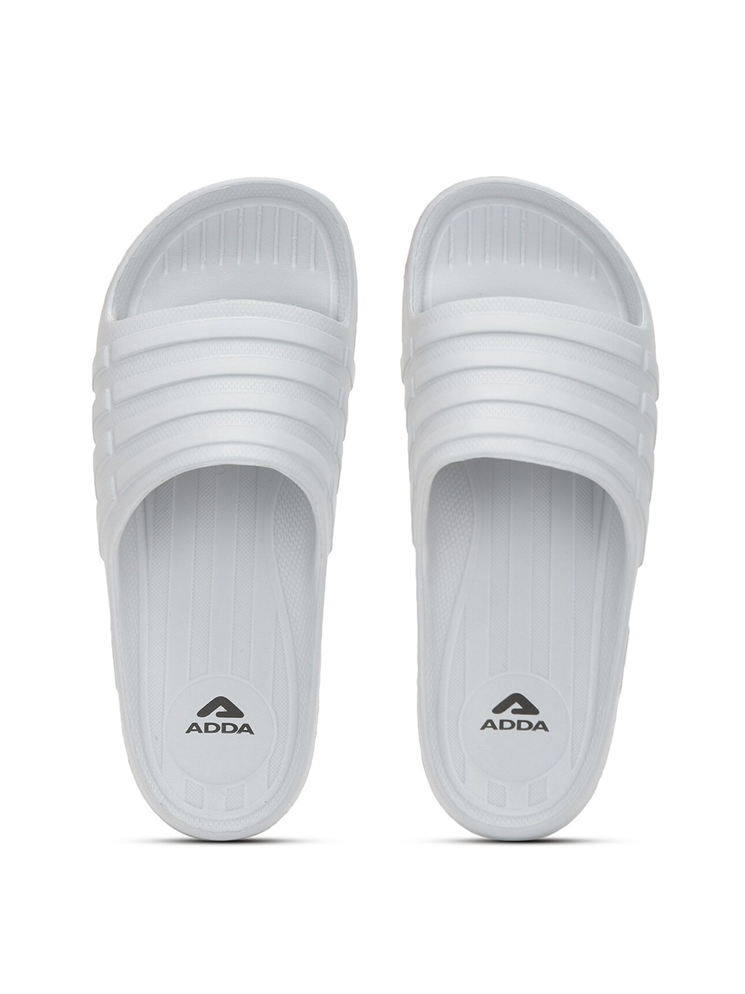

Adda Men Grey Striped Rubber Sliders