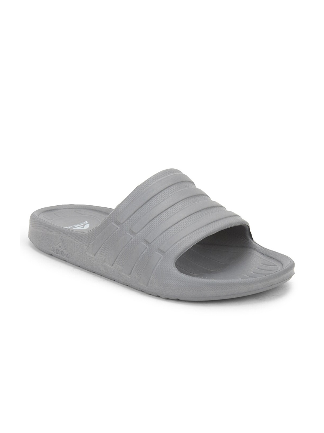 

Adda Men Grey Striped Rubber Sliders